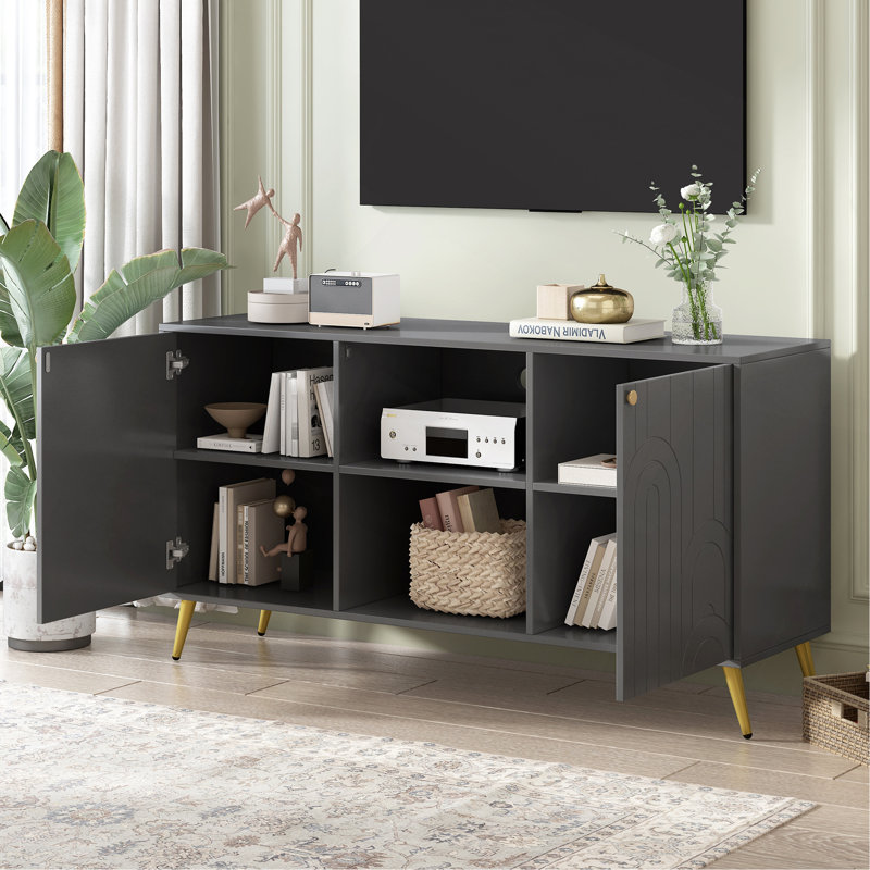 Maricza 53.1" W Storage Credenza,Modern TV Stand for TVs up to 55 Inches, Entertainment Center Media Console,Adjustable Shelf