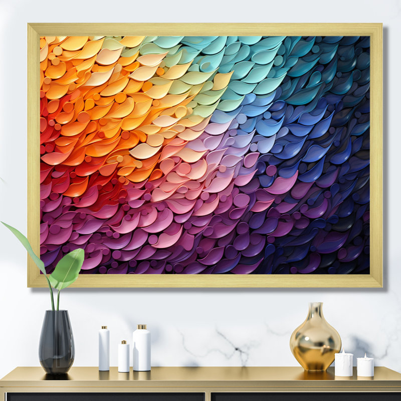 Hardedge Art Harmonic Fusion I - Décoration murale moderne pour le salon, H 30 po x l 40 po x P 1,5 po, Encadrement doré