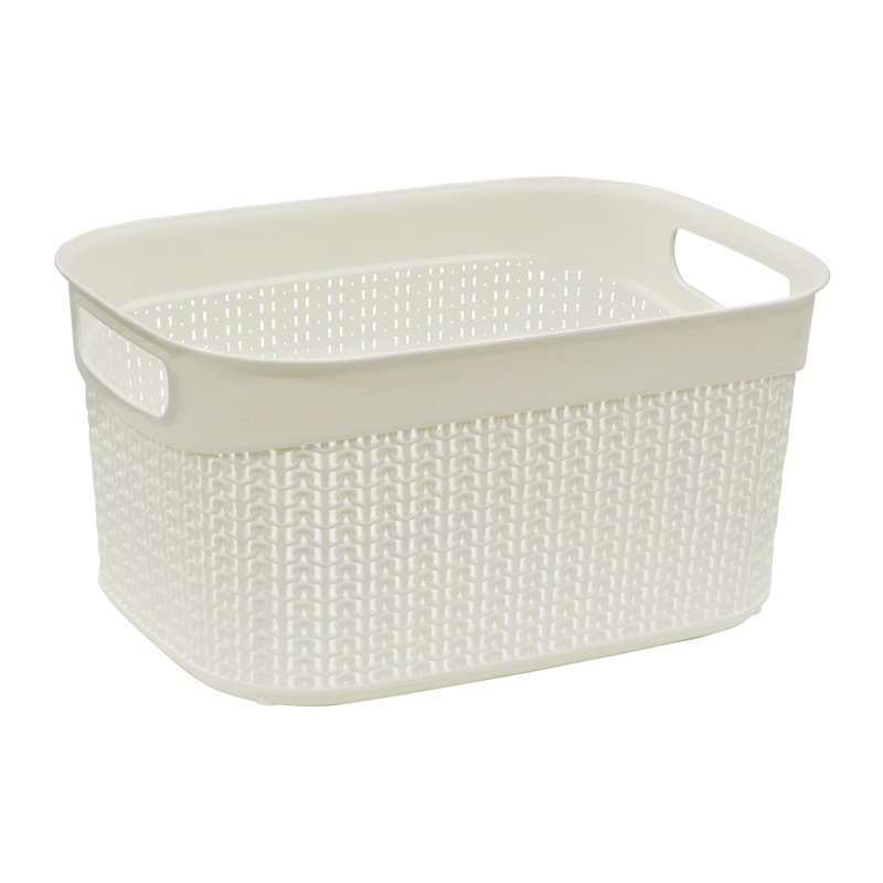 JVL Plastic Decorative Basket, White 