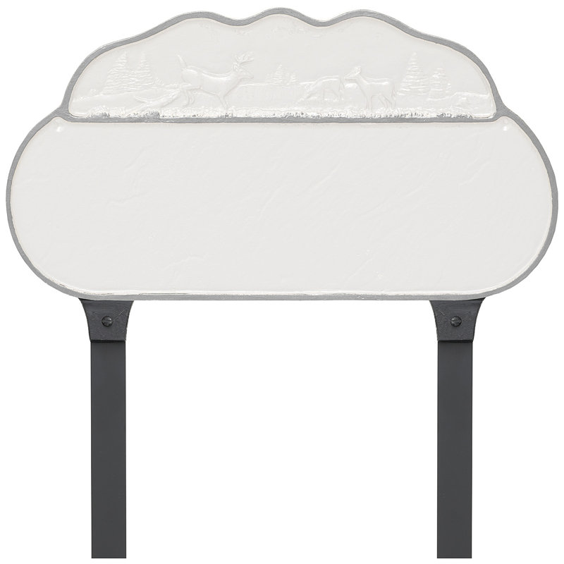 Enseigne d’adresse pour pelouse sur 1 ligne, Blanc / argent, Oui