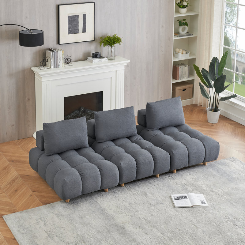 Canapé modulaire 3 pièces Samiur, Gris, H 29,5 po x L 90 po x l 40,2 po