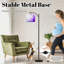 Lampe sur pied à arc avec abat-jour réglable abstrait tourbillons mauves à encre blanche, conception sur pied, lampe sur pied, 3 températures de couleur, intensité variable, grand mât avec interrupteur au pied pour la chambre à coucher