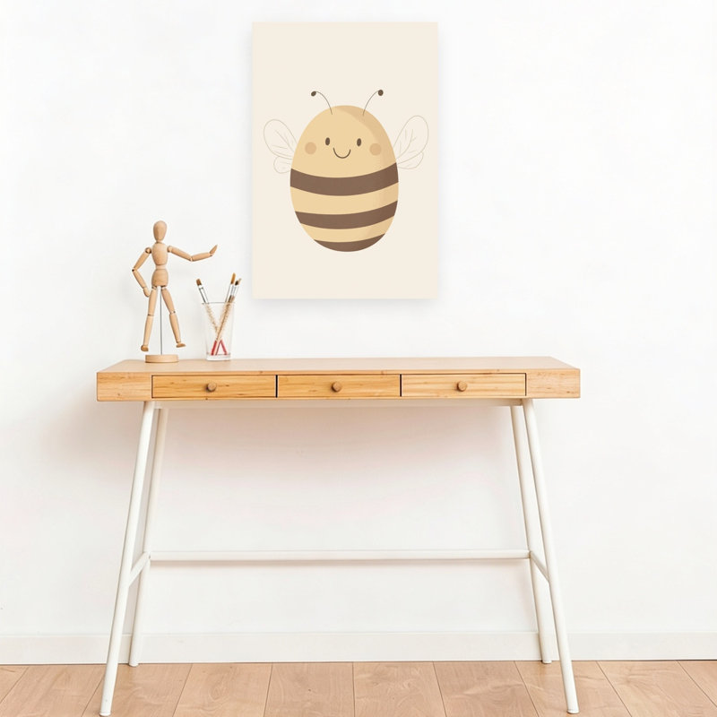 Happy Little Bee Whimsical Contemporary Bee Nature Wall Art Print by Mathieu - Wrapped Canvas Print, 45.72cm H x 30.48cm W