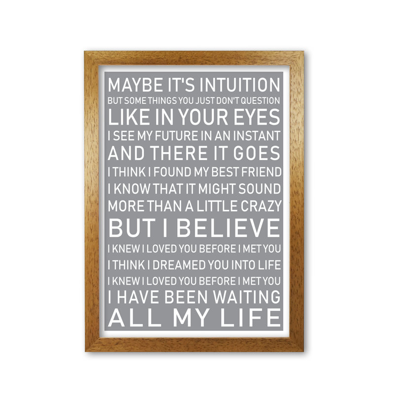 I Knew I Loved You - Print, Honey Oak Frame, 42 cm H x 30 cm W x 5 cm D