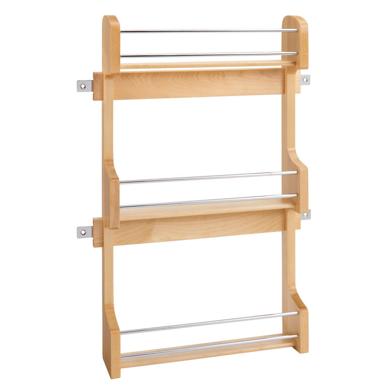 Étagère à épices à trois tablettes fixé à la porte de l'armoire de cuisine Rev-A-Shelf, H 21,25 po x l 13,5 po x P 3,13 po