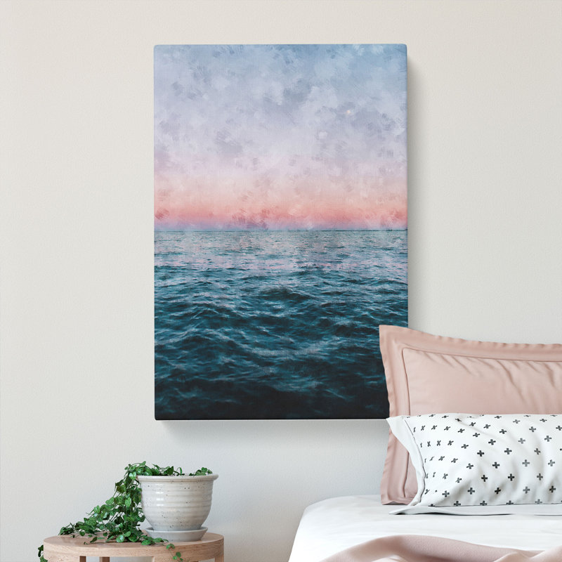 Moon Above The Vast Ocean - Wrapped Canvas Print, 60cm H x 40cm W x 3cm D