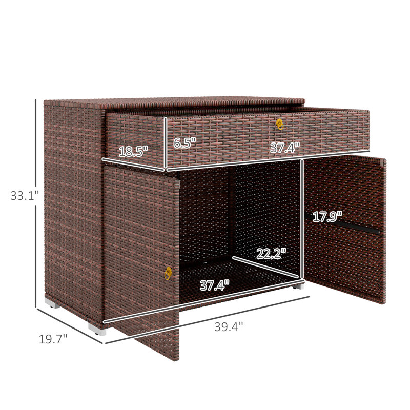 Outsunny 39.4'' W 196 Gallons Water Resistant Wicker Towel Valet, Brown