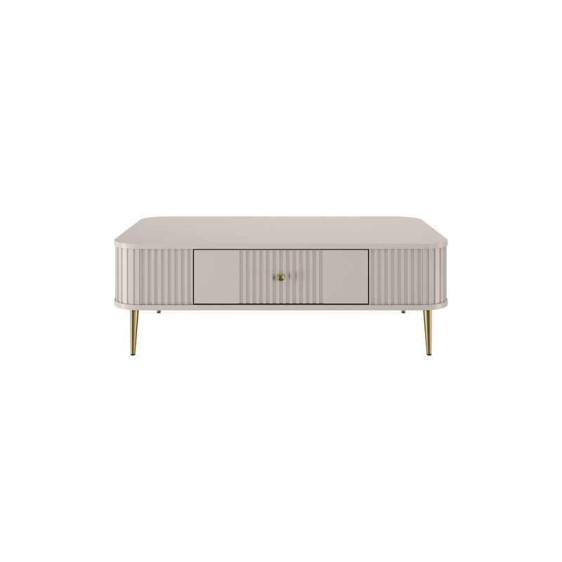 Dayzee Coffee Table with Storage, Cashmere Top/Gold Base