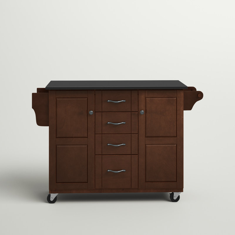 Sammie Granite Top Kitchen Cart, Granite Black