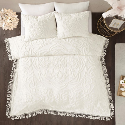 Couvre-lit Shabby Chic Cotton Chenille Medallion