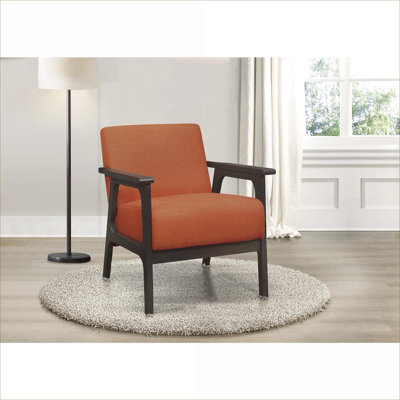 Fauteuil d'appoint simplifié pour sièges de salon, structure en bois massif texturé de couleur orange