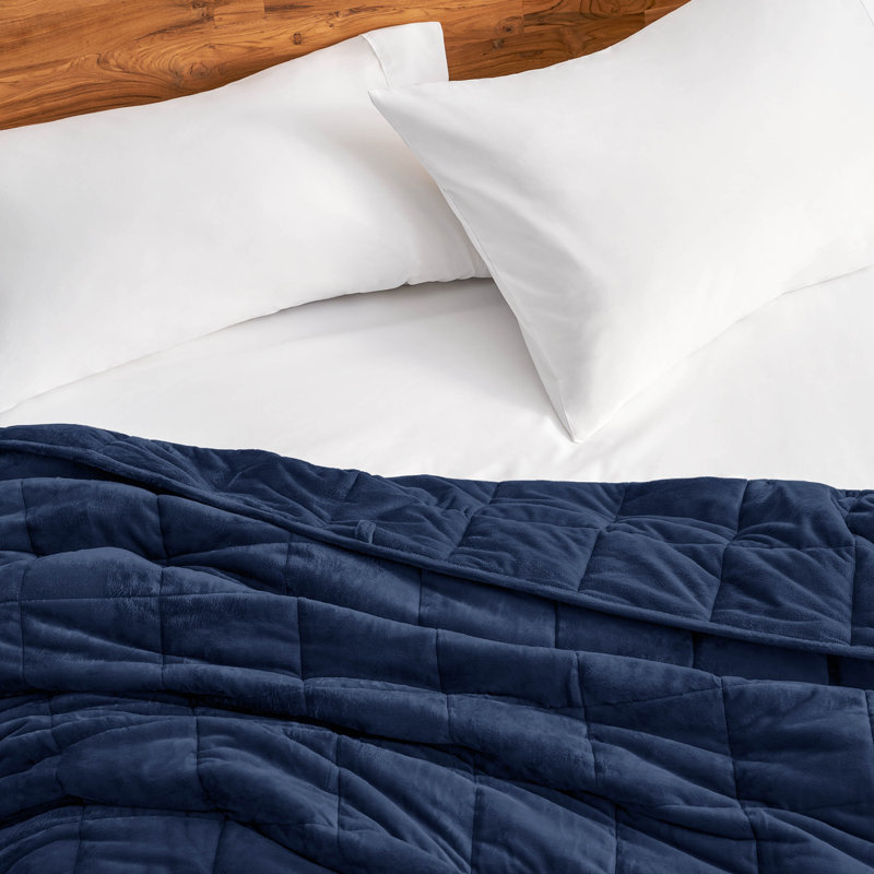 Couverture pondérée Minky, l 80 po x L 87 po, 25 lb, Bleu foncé