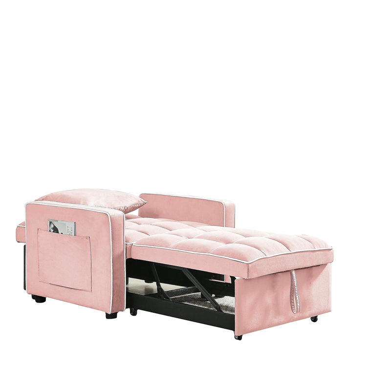 Trois-en-un canapé-lit pliant canapé-lit réglable en arrière dans un canapé inclinable lit simple adulte moderne lit couchette rose