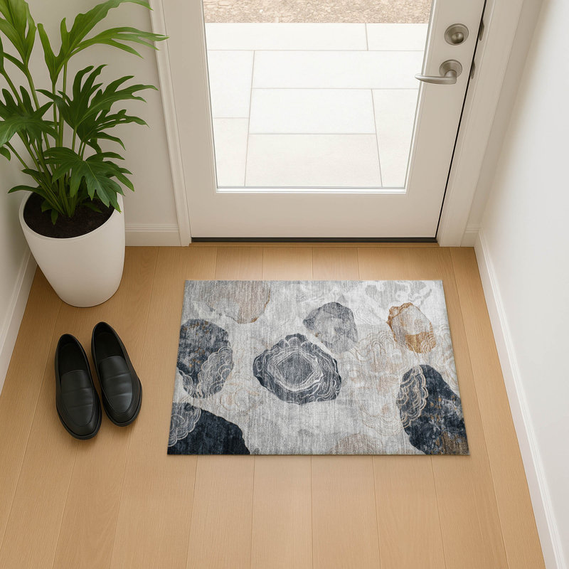 Premium Machine Washable Mehara AMF1686 Geometric Rug, Rectangle 1'8" x 2'6"