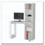 Bureau d'ordinateur blanc avec bibliothèque à 4 niveaux et armoire à 1 porte-121063853