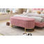 Élégant repose-pieds de rangement rembourré en velours avec capitonnage à boutons, banc de rangement avec pieds en métal pour la chambre à coucher, le salon, entièrement assemblé sauf les pieds, rose-1055858147