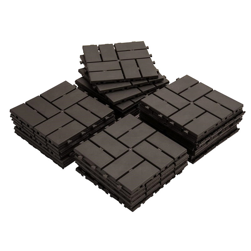 Outdoor Plastic Deck Tile, 0.79" H x 12" L x 12" W, Brown