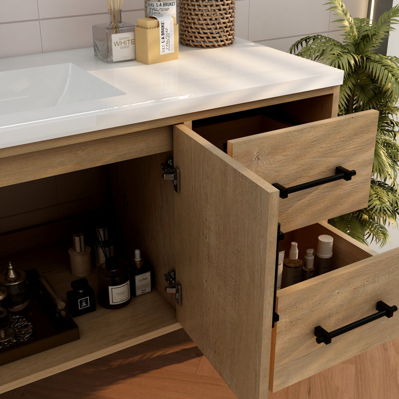 Victoria 59.05'' Single Bathroom Vanity with Acrylic Top, Oak