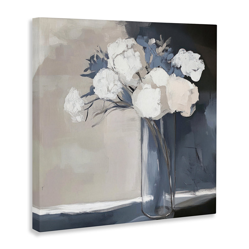 Doux pétales gris et toile beige, design par Mona Grace, H 17 po x l 17 po