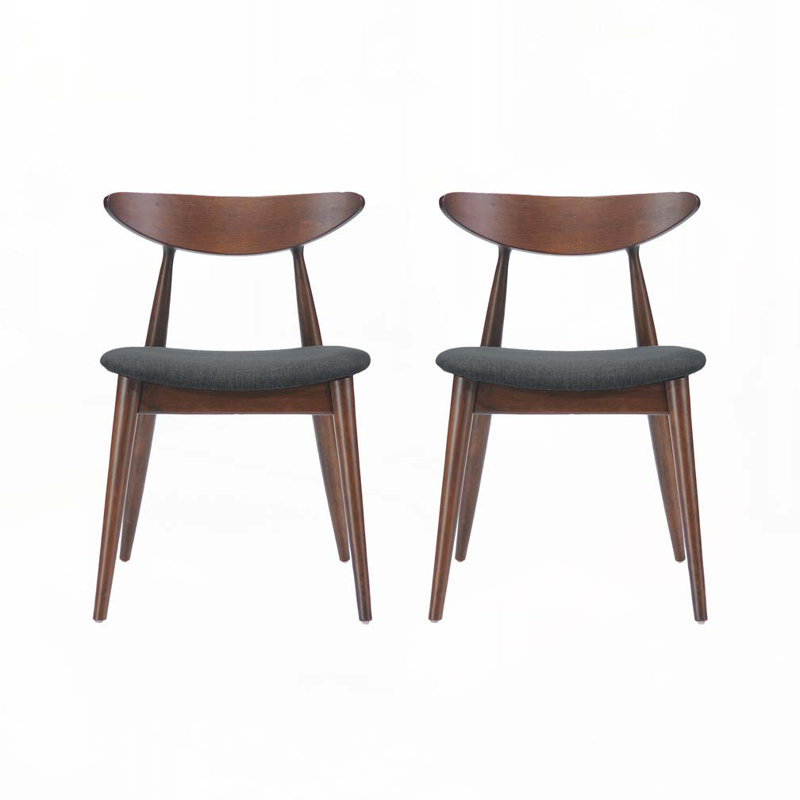 Drumnadrough 17.25'' H Upholstered Side Chair, Charcoal, Walnut