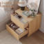 Table d'appoint Catarina avec 2 tiroirs, table de bout avec pieds ronds pour le salon et la chambre à coucher-927255906