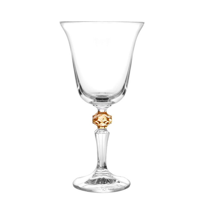 Ensemble de 6 verres à liqueur, avec diamant ambre sur tige