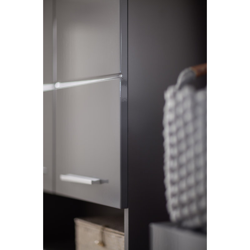 Marvlene Freestanding Linen Cabinet, Grey/Brown/Blue