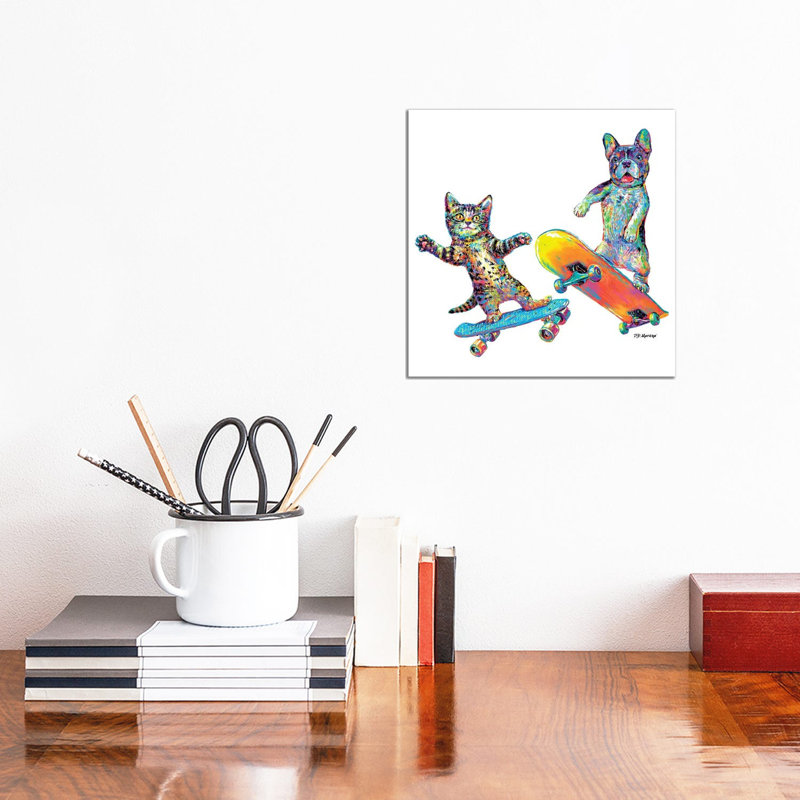 Couple Skateboards by P.D. Moreno - Print on Canvas, Wrapped Canvas, 93.98 cm H x 93.98 cm W x 3.175 cm D
