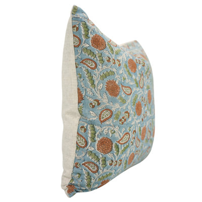 Fabdivine Floral Block Print Pillow Cover Unique Handmade Cushion Décor 18x18 Inch- Pathjad