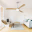 Indoor 52 Inch Ceiling Fan With Dimmable Led Light 6 Speed Remote 3 Wood Blade Reversible DC Motor For Bedroom