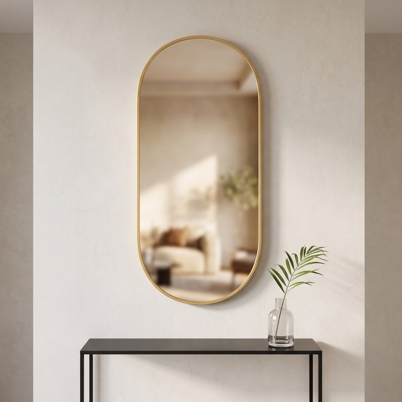 Miroir de salle de bain ovale en aluminium, 24''*48'', Gold