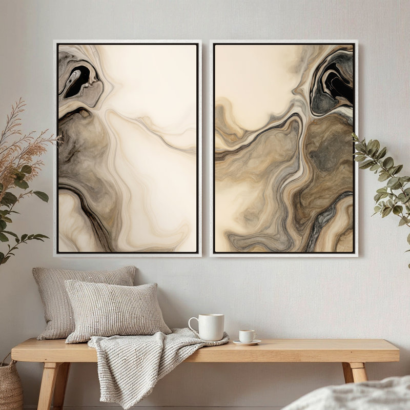 Art mural encadré sur toile, rétro muraux abstraits pour chambre à coucher, H 24 po x l 16 po, Blanc