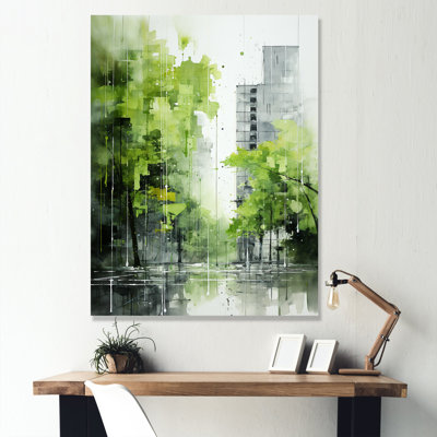 «Lime Lofts Skyscraper City Horizon» - Décoration murale encadrée de gratte-ciels