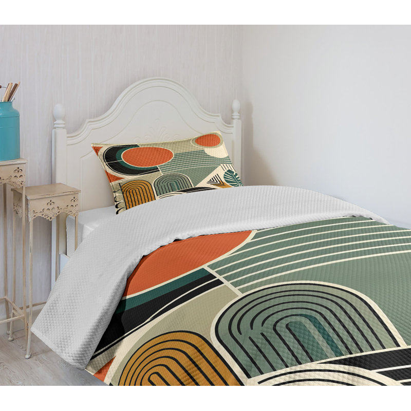 Twin Gray Abstract Polyester Bedspread Set