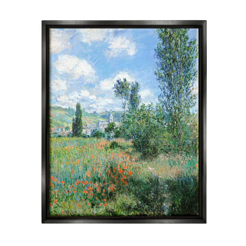«Classic Field Flowers», impression impressionniste de campagne par lettres et doublures - peinture à cadre flottant sur toile