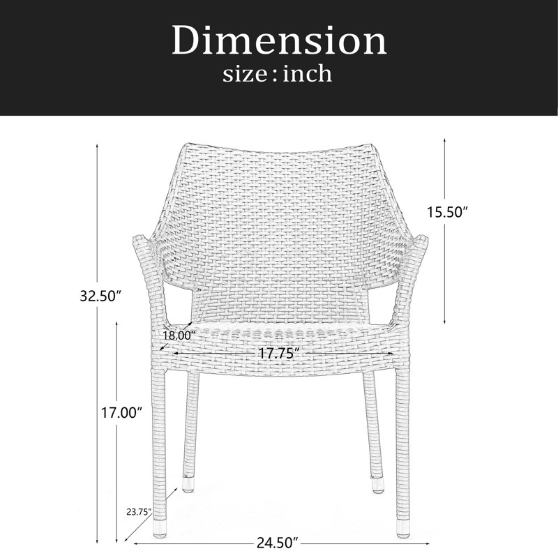 Fauteuil empilable en osier PE, 2 pièces