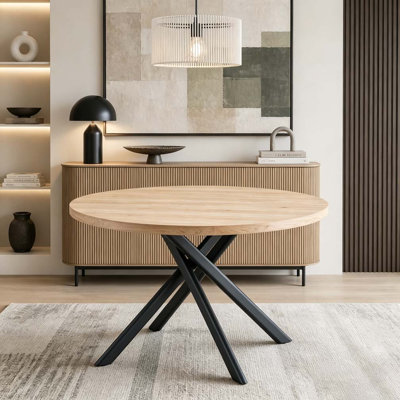 Round Foldable Dining Table for Small Spaces - MDF Material,