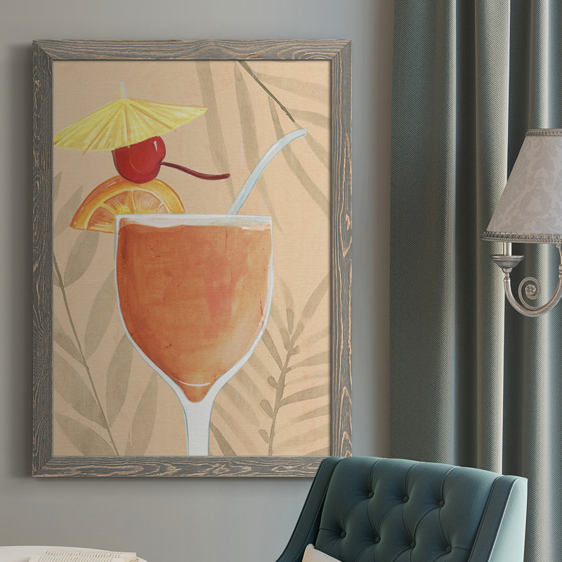 «Tropical Cocktail I», reproduction d'art sur toile simple, H 37,5 po x l 27,5 po x P 1 po, gris