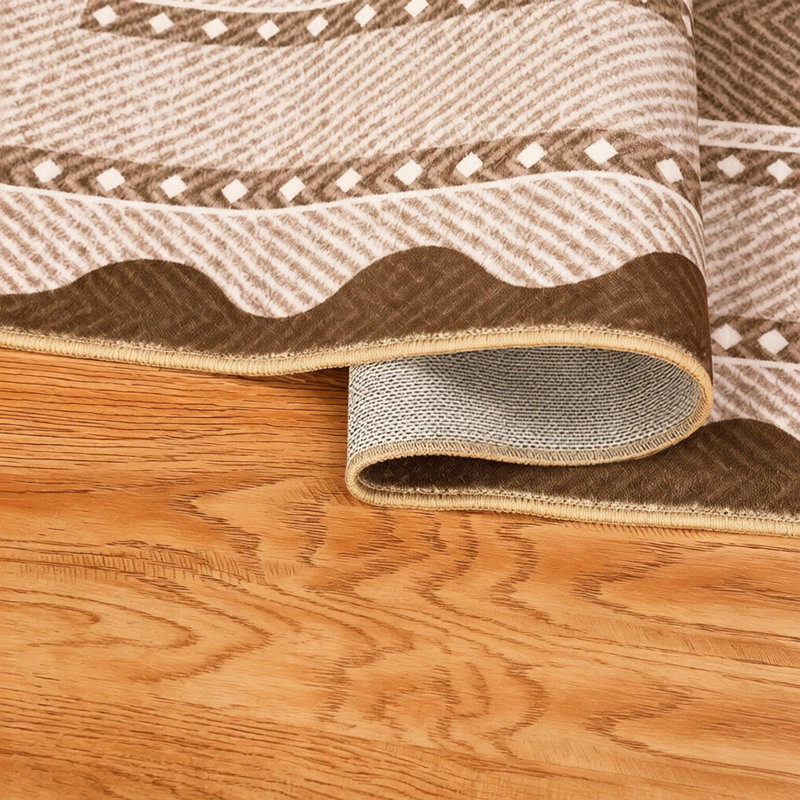 Rectangle Geometric Washable Area Rug, Brown, Rectangle 120 x 170 cm