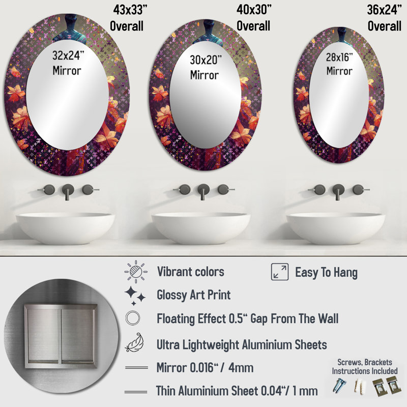 Miroir mural luxueux Fantasy I - Glam, 36 po x 24 po