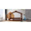 Lit simple en bois avec clôture en noyer pour cadre de maison Happiness House, offrant un espace de rêve