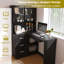 Bureau d'ordinateur avec armoires en verre et lumières DEL intégrées-520344376