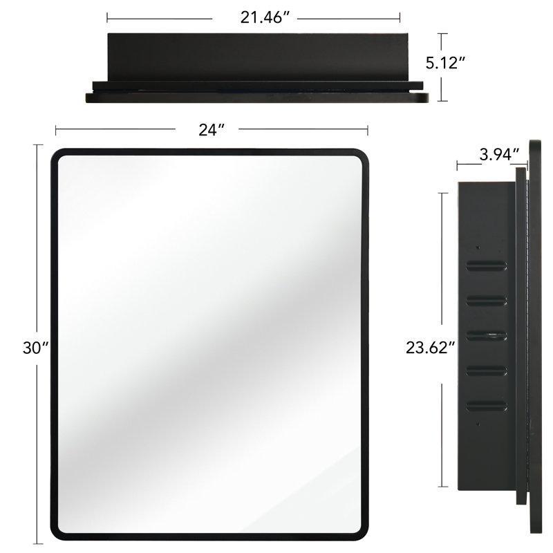 Armoire à pharmacie à miroir Beselare, H 30 po x l 24 po x P 5,12 po
