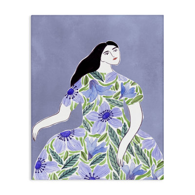  Woman in Blue Floral Gown Canvas Wall Art by Melissa Wang
