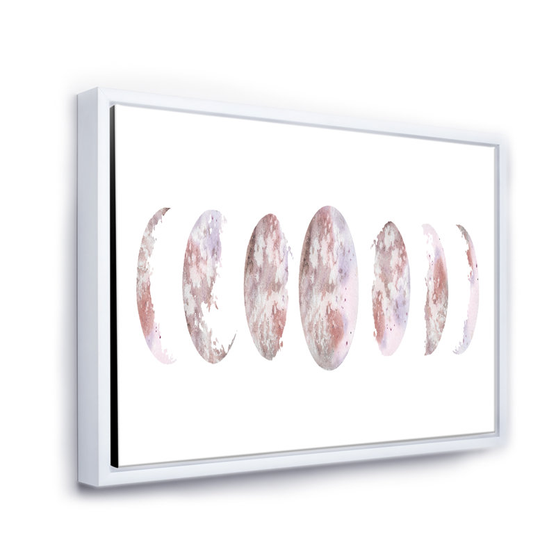 Phases de lune - Impression sur toile, H 12 po x l 20 po x p 1 po, Cadre flottant blanc