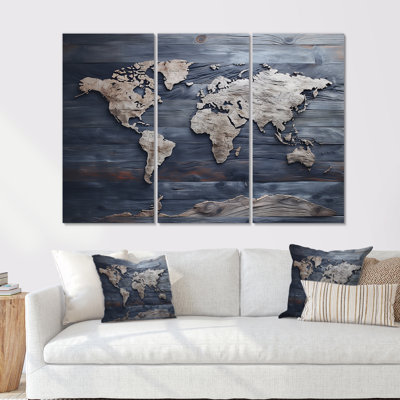 Rustic Route World Map I - Ensemble de décoration murale carte du monde