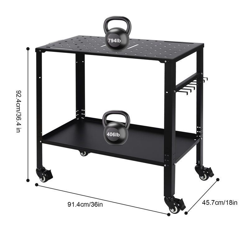 36''×18''Portable Welding Table with Holes with Wheels on Top