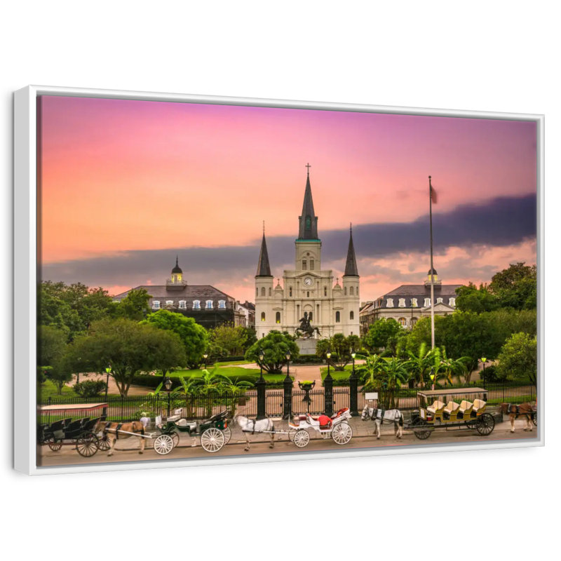 Cathédrale de la Nouvelle-Orléans, Cadre flottant blanc, 37 po x 25 po