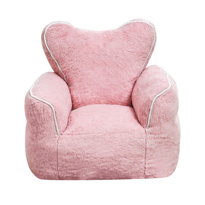 Heart-Shaped Kids Faux Fur Bean Bag Chair , Cozy & Stylish Lounger for Little Ones ,Read and Relax Chair for Children (Pink)