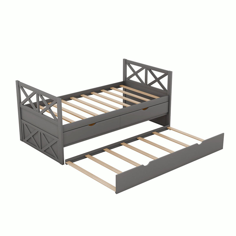 Lit de jour simple avec couchette Debroa, gris